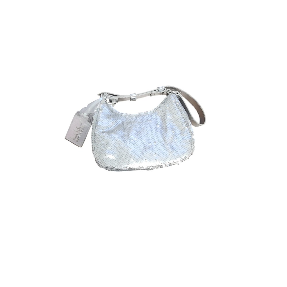 Nicole Miller New York Silver Sequin Hobo Bag Metallic Shoulder Bag NWT‎